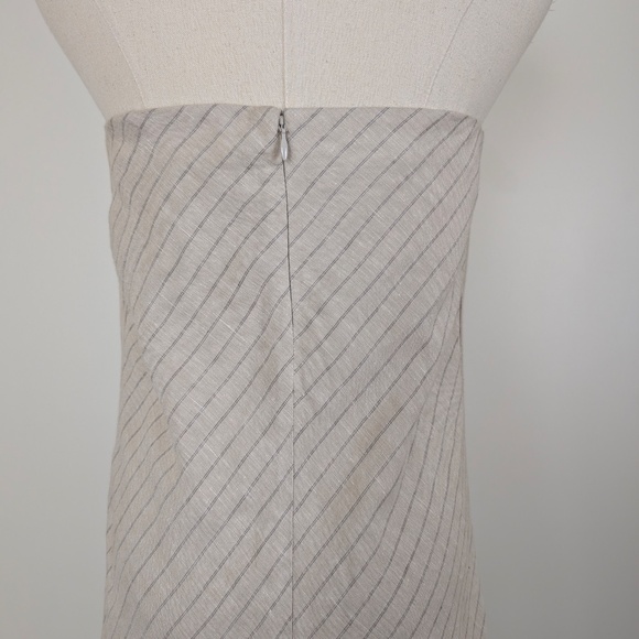 Banana Republic Striped Linen Blend Midi Tube Dress Strapless Sleeveless Bias - Picture 7 of 15